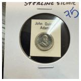 JOHN QUINCY ADAMS FRANKLIN MINT STERLING SILVER RD