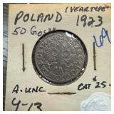 1923 POLAND 50 GROSZY BETTER 1 YEAR TYPE