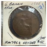 1905 GREAT BRITAIN KEY DATE LARGE PENNY