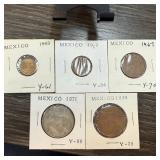 5PC MEXICAN FOREIGN COINS