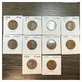 QTY 10 MIXED DATE WHEAT PENNIES CENTS