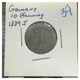 1889-J GERMANY 10 PFENNIG