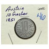 1951 AUSTRIA 10 GROSCHEN BETTER SCARCE DATE