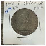 1845 SEATED LIBERTY SILVER HALF DOLLAR