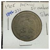 1905 MEXICO 50 CENTAVOS SILVER
