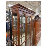 LARGE WOOD & GLASS CURIO CABINET W SHELVES NOTE