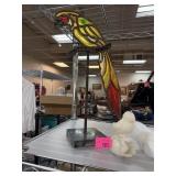 CARVED MARBLE BIRD & EGG AND STAINED GLASS NOTE