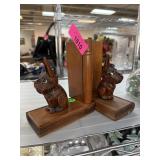 CARVED WOOD DOG THEME BOOKENDS JEWEL CASES