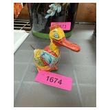 VINTAGE CHEIN TIN METAL DUCK BELLHOP TOY NOTE