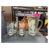 VINTAGE WEST VIRGINIA GLASS PITCHER TUMBLERS SET