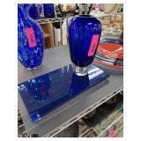 ART GLASS VASE & GLASS TRAY NOTE