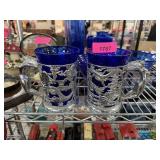 VINTAGE FIGURAL NUDE JAPANESE COBALT GLASS MUGS