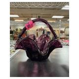 AMETHYST GLASS HANDLED BASKET