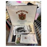 CIGAR BOX W MIXED VINTAGE PHOTOS & POSTCARDS