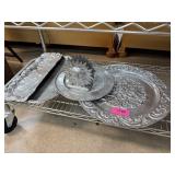 LOT OF METAL WARE DECORATIVE PLATES TRAYS