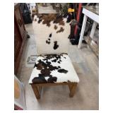 COWHIDE LEATHER & WOOD CHAIR