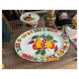 2PC VINTAGE ROSSINI STENCILED METAL TRAY / LIDDED