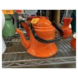 VINTAGE ENAMELED GRANITEWARE TEAPOT