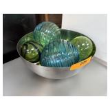 LARGE BOWL W MIXED GLASS ORBS