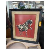 VINTAGE MID CENTURY BATIK PRINT CHINESE TANG HORSE