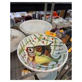 LARGE ITALIAN FISH THEMED BOWL W CHIP