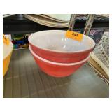 2PC RED PYREX GLASS BOWLS