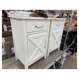 2PC MATCHED WHITE END TABLES CABINETS