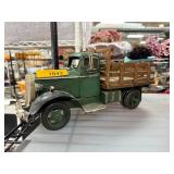 Green Metal Toy Truck with Wooden Bed and Ladder R