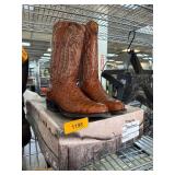 Hometown Ostrich Leather Boots and Matching Belt