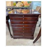 Mahogany-Finished Multi-Drawer Chest with Brass Ha