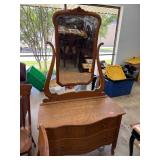 Oak Vanity with Swivel Mirror and Dovetail Drawers