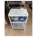 Metal Three-Shelf Utility Cart with Vinyl Tabletop