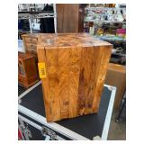 Wooden Block Side Table with Geometric Top Design