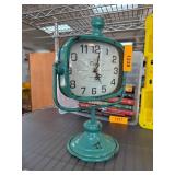 Green Metal Table Clock With Retro Style Design