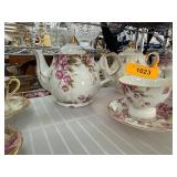 Porcelain Musical Tea Set with Pink Rose Design