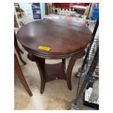 Round Wooden Side Table with Dark Finish