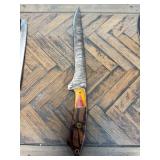 Handcrafted Damascus Steel Knife with Wood Handle