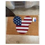 Coconut Coir Welcome Mat with American Flag Design