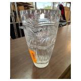 Cut Glass Lead Crystal Vase with Floral Etching