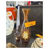 Hand-Painted Bohemian Style Glass Vase and Small C