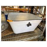 White Enameled Metal Tub with Bottle Opener