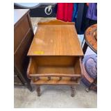 Wooden Side Table with Magazine Storage and Turned