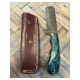 Handcrafted Knife with Leather Sheath and Resin Ha
