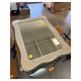 Wicker-Framed Wall Mirror With Decorative Trim