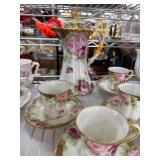 Nippon Hand-painted Floral Tea Set with Gold Accen
