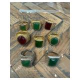 Eight Gemstone Rings in Mixed Metals