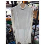 White Long-Sleeve Dress with Lace Details app hand