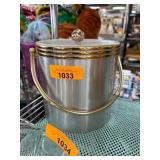 Brushed Metal Ice Bucket with Gold-Tone Handle