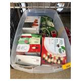 Christmas String Lights in Plastic Storage Bin