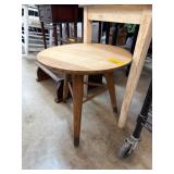 Mid-Century Circular Wooden Stool with Tapered Leg